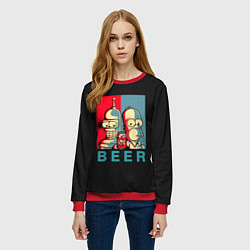 Свитшот женский Гомер х Бендер, цвет: 3D-красный — фото 2