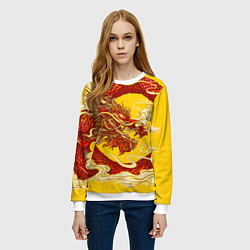 Свитшот женский Китайский Дракон, China Dragon, цвет: 3D-белый — фото 2