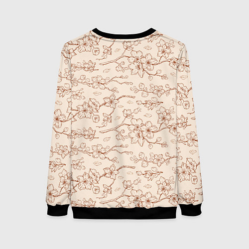 Женский свитшот Китайский Дракон и Сакура / 3D-Черный – фото 2