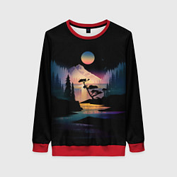 Свитшот женский Природа в темноте, цвет: 3D-красный
