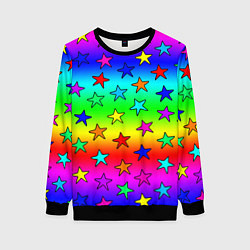 Свитшот женский Радужные звезды, цвет: 3D-черный