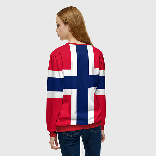 Женский свитшот Норвегия Флаг и герб Норвегии / 3D-Красный – фото 4