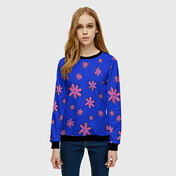 Свитшот женский Цветочки рисованные, цвет: 3D-черный — фото 2