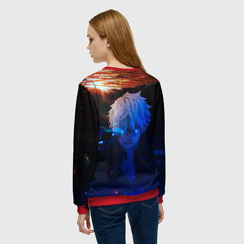 Женский свитшот Сатору гото голубые глаза / 3D-Красный – фото 4