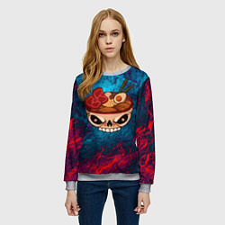 Свитшот женский Лапша в черепе, цвет: 3D-меланж — фото 2