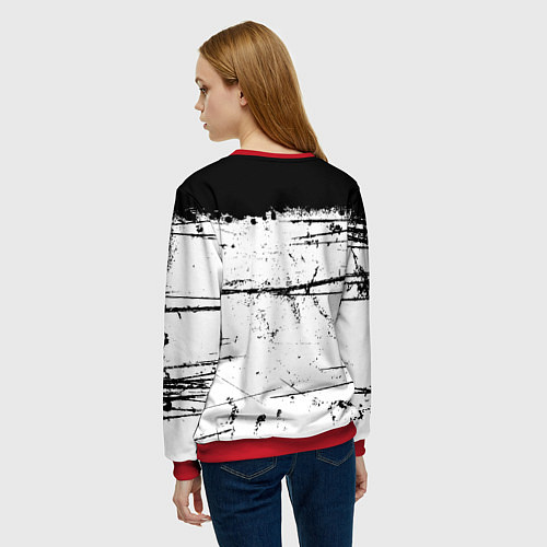 Женский свитшот ИСПАЧКАННЫЙ КРАСКОЙ / 3D-Красный – фото 4
