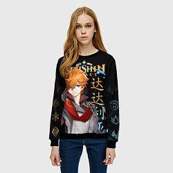 Свитшот женский Тарталья, Genshin Impact, цвет: 3D-черный — фото 2