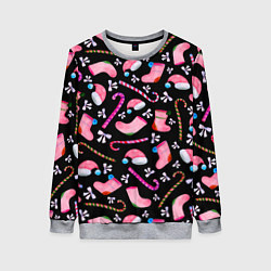 Женский свитшот Новогодняя ночь, акварельный узор