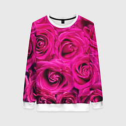 Свитшот женский Бутоны Розы, цвет: 3D-белый