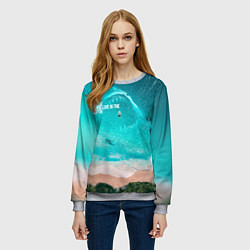 Свитшот женский Shark in sea, цвет: 3D-меланж — фото 2