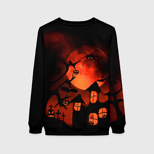 Женский свитшот Красная луна на Хэллоуин / 3D-Черный – фото 2