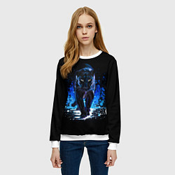 Свитшот женский Черная пантера пятна краски, цвет: 3D-белый — фото 2