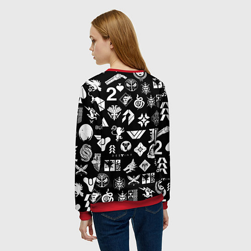 Женский свитшот DESTINY 2 PATTERN GAME LOGO ДЕСТИНИ 2 ПАТТЕРН СИМВ / 3D-Красный – фото 4