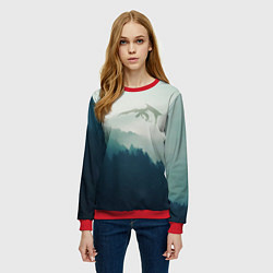 Свитшот женский ДРАКОНЫ НАД ЛЕСОМ DRAGON, цвет: 3D-красный — фото 2