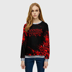 Свитшот женский CANNIBAL CORPSE КРАСНЫЕ ЧЕРЕПА, цвет: 3D-меланж — фото 2