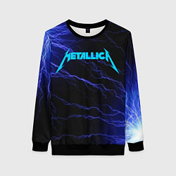 Женский свитшот METALLICA BLUE FLASH МЕТАЛЛИКА СИНИЕ МОЛНИИ