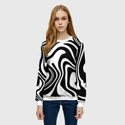 Свитшот женский Черно-белые полосы Black and white stripes, цвет: 3D-белый — фото 2