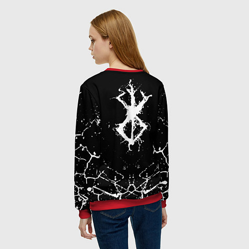 Женский свитшот БЕРСЕРК ЯРОСТНОЕ ЛИЦО ГАТСА НА СПИНЕ КЛЕЙМО / 3D-Красный – фото 4