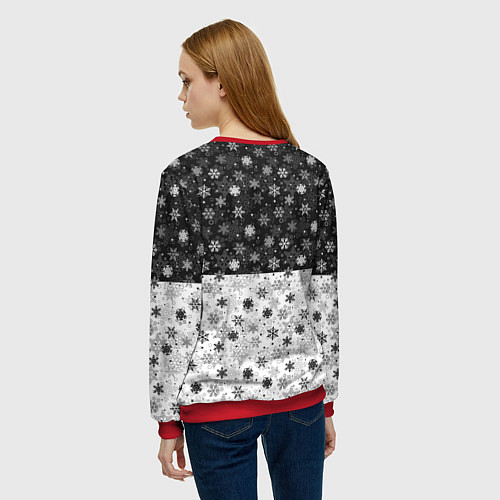 Женский свитшот С Новым Годом дед мороз и олень / 3D-Красный – фото 4