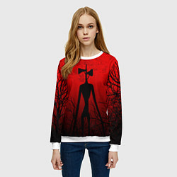 Свитшот женский СИРЕНОГОЛОВЫЙ В ТЁМНОМ ЛЕСУ, цвет: 3D-белый — фото 2