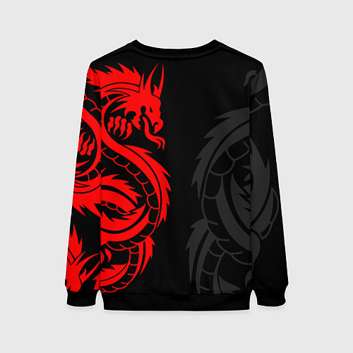 Женский свитшот КРАСНЫЙ ДРАКОН ТАТУ RED DRAGON TATTOO / 3D-Черный – фото 2