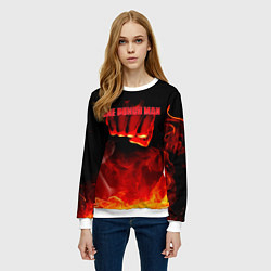 Свитшот женский Кулак One Punch-Man в огне, цвет: 3D-белый — фото 2