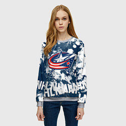 Свитшот женский Коламбус Блю Джекетс, Columbus Blue Jackets, цвет: 3D-меланж — фото 2