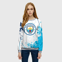 Свитшот женский Manchester City - Футбольный клуб, цвет: 3D-меланж — фото 2