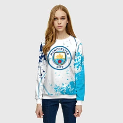 Свитшот женский Manchester City - Футбольный клуб, цвет: 3D-белый — фото 2