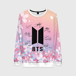 Свитшот женский BTS БТС АВТОГРАФЫ УЧАСТНИКОВ, цвет: 3D-белый