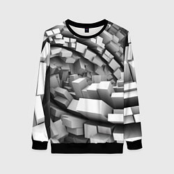 Свитшот женский Геометрическая объёмная абстракция, цвет: 3D-черный
