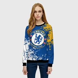 Свитшот женский ЧЕЛСИ, БРЫЗГИ КРАСОК, цвет: 3D-черный — фото 2