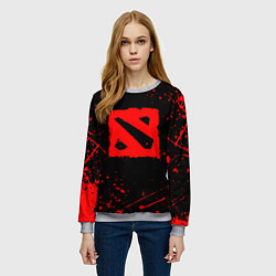 Свитшот женский DOTA 2 БРЫЗГИ КРАСОК ДОТА 2 ЛОГО, цвет: 3D-меланж — фото 2