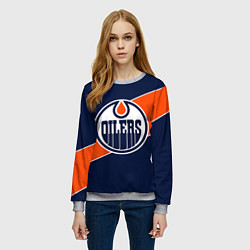 Свитшот женский Эдмонтон Ойлерз Edmonton Oilers NHL, цвет: 3D-меланж — фото 2