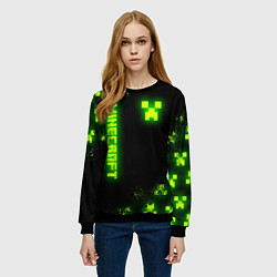 Свитшот женский MINECRAFT NEON LOGO CREEPER, цвет: 3D-черный — фото 2