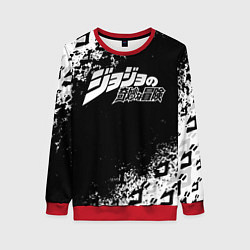 Свитшот женский JOJOS BIZARRE ADVENTURE БРЫЗГИ КРАСОК СИМВОЛЫ, цвет: 3D-красный