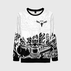 Свитшот женский WALHALLA TEAM НА СПИНЕ БЕЛЫЙ ДРАКОН, цвет: 3D-черный