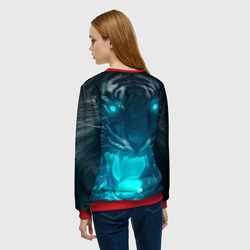 Женский свитшот Неоновый водяной тигр 2022 / 3D-Красный – фото 4