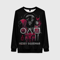 Свитшот женский Новогодний свитер Игра в кальмара Squid Game Ugly, цвет: 3D-черный