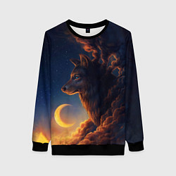Свитшот женский Ночной Волк Night Wolf, цвет: 3D-черный