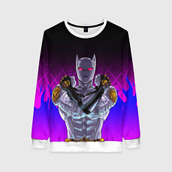 Свитшот женский JOJO KILLER QUEEN КОРОЛЕВА УБИЙЦА FIRE STYLE, цвет: 3D-белый