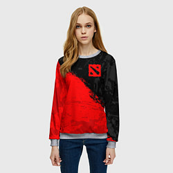 Свитшот женский DOTA 2 RED LOGO, БРЫЗГИ КРАСОК, цвет: 3D-меланж — фото 2