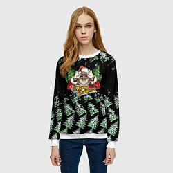 Свитшот женский Merry Christmas Santa с Ёлками, цвет: 3D-белый — фото 2
