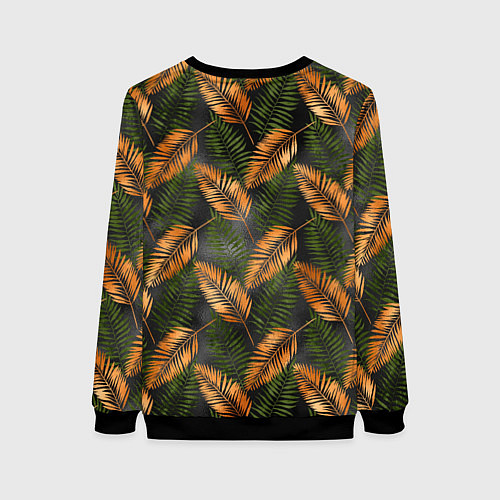 Женский свитшот Африканские листья / 3D-Черный – фото 2