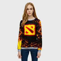 Свитшот женский DOTA 2 FIRE LOGO ДОТА 2 ОГНЕННЫЙ ЛОГО, цвет: 3D-меланж — фото 2
