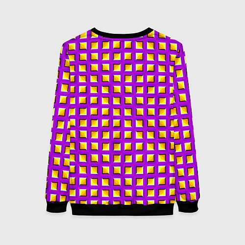 Женский свитшот Фиолетовый Фон с Желтыми Квадратами Иллюзия Движен / 3D-Черный – фото 2