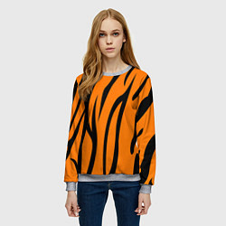 Свитшот женский Текстура тиграtiger, цвет: 3D-меланж — фото 2