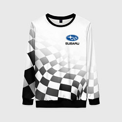 Свитшот женский Subaru, Субару Спорт, Финишный флаг, цвет: 3D-черный