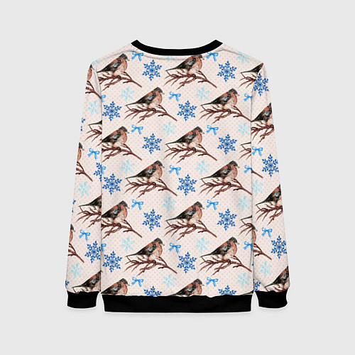 Женский свитшот Снегири зима / 3D-Черный – фото 2
