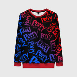 Свитшот женский POPPY PLAYTIME LOGO NEON, ХАГИ ВАГИ, цвет: 3D-красный